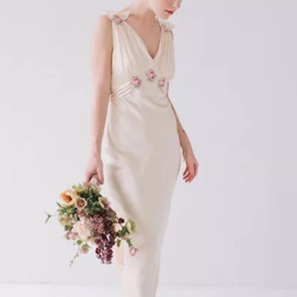 NWT TOPSHOP bride embroidered pink silk gown